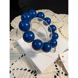 Swell Caroline Navy Blue Gumball Bead Stretch Bracelet - Preppy Chunky Statement